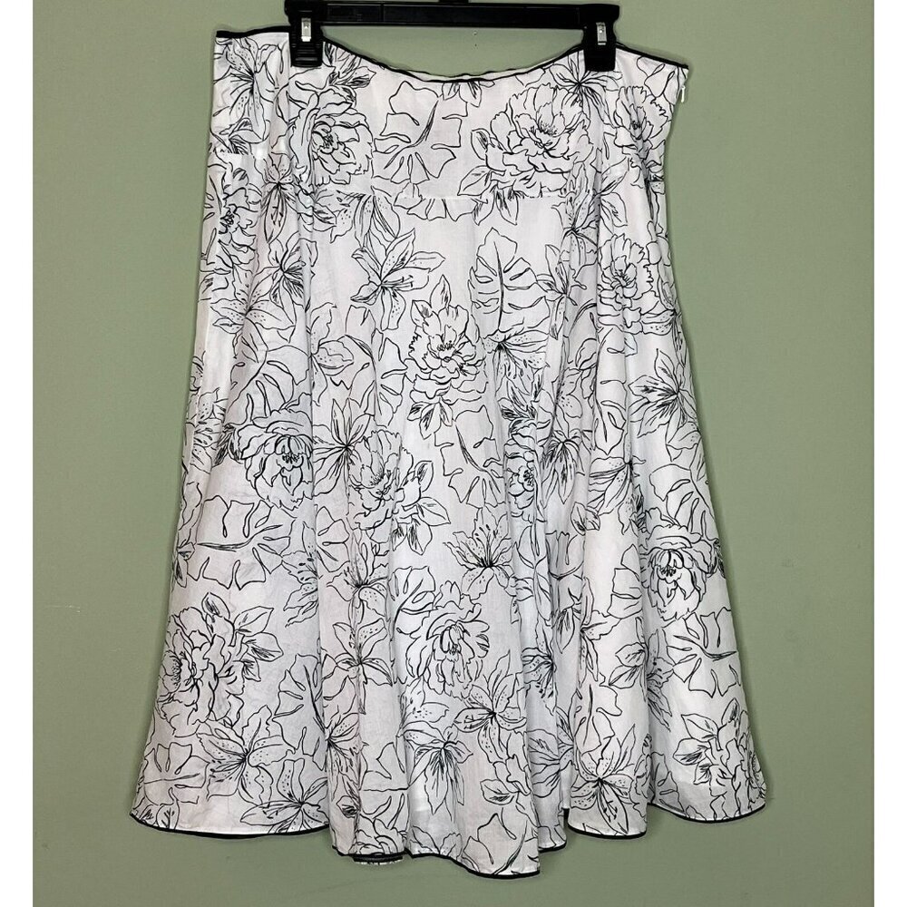 Jones New York Midi Skirt sz 14W Cotton Lined Bloomcore Flowy Fairy - Picture 2 of 7